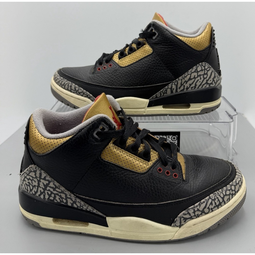 Nike Women's Air Jordan 3 Retro Black Red Gold Cement CK9246-067 Size 8